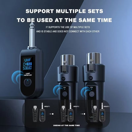 2.4G UHF XLR Adapter System Wireless Microphone Transmitter Receiver System.